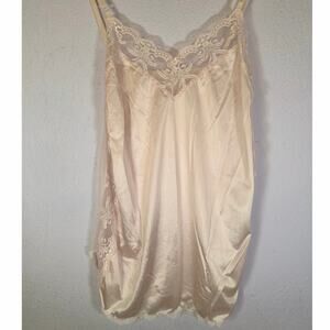 Vintage Ashley Taylor Lace Slip Champagne Pink Lingerie L Coquette Soft Girl Y2K
